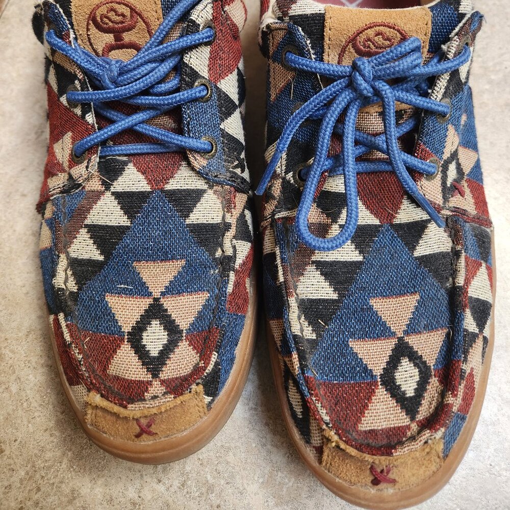 Twisted X Hooey Loper Canvas Shoes Mens Size 9.5M Aztec Pattern MHWC006